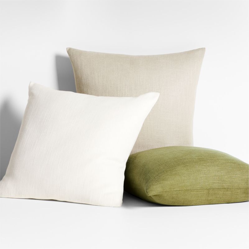 Slub Linen 23"x23" Alba Ivory Throw Pillow with Feather Insert by Laura Kim - image 1 of 5