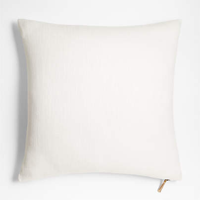 Slub Linen 23"x23" Alba Ivory Throw Pillow with Feather Insert by Laura Kim