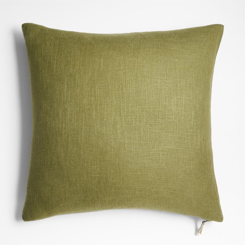 Slub Linen 23"x23" Oregano Green Throw Pillow Cover by Laura Kim