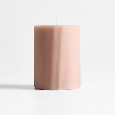 View Peony Ribbed Pillar Candle 3"x4" by Laura Kim details