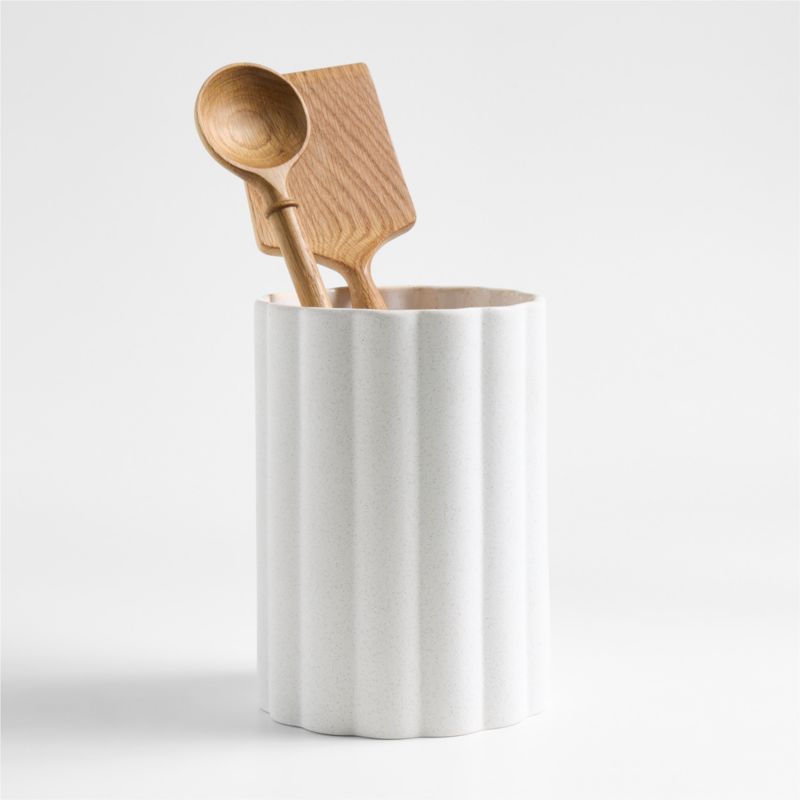 Terre Ceramic Scalloped Utensil Holder by Laura Kim