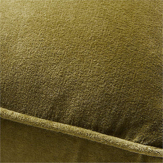 Velvet Linen 14"x14" Oregano Green Gusset Throw Pillow by Laura Kim