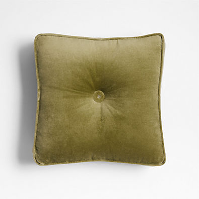 View Velvet Linen 14x14 Oregano Green Gusset Throw Pillow by Laura Kim details