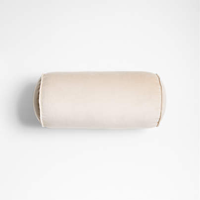 Velvet Linen 16x8 Pumila Taupe Bolster Throw Pillow by Laura Kim