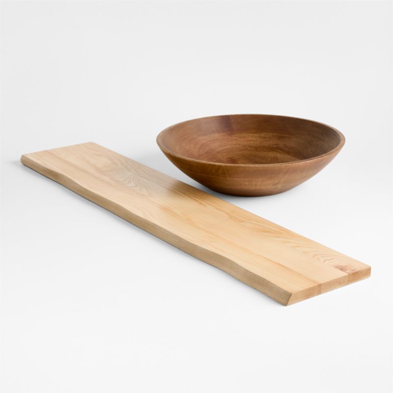 17" Vintage-Inspired Wooden Serving Bowl by Laura Kim