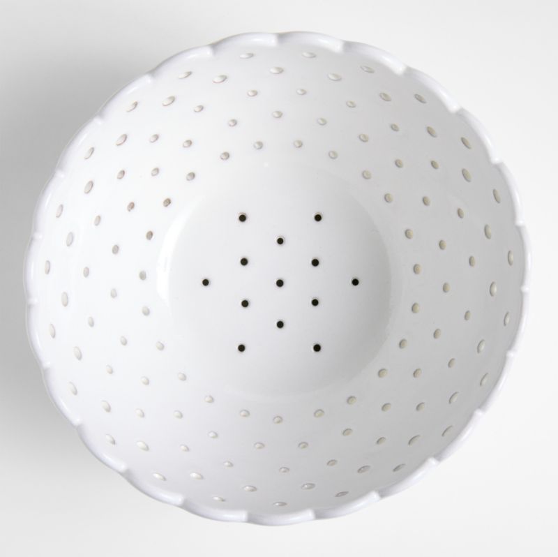 Large White Scallop Eyelet Stoneware Colander by Laura Kim - image 4 of 8