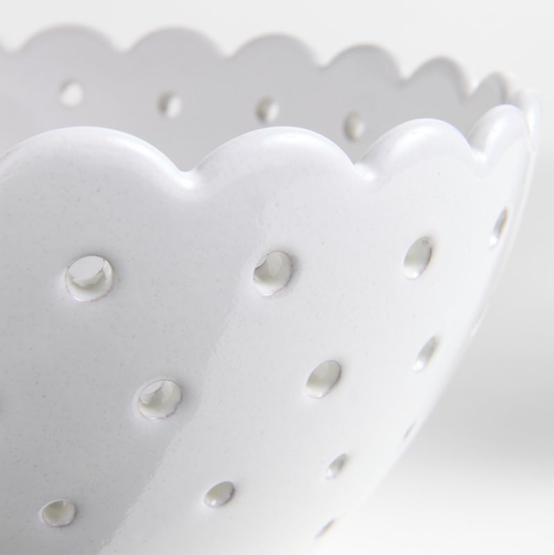 Large White Scallop Eyelet Stoneware Colander by Laura Kim - image 5 of 8