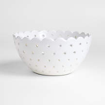 Large White Scallop Eyelet Stoneware Colander by Laura Kim + Reviews | Crate & Barrel