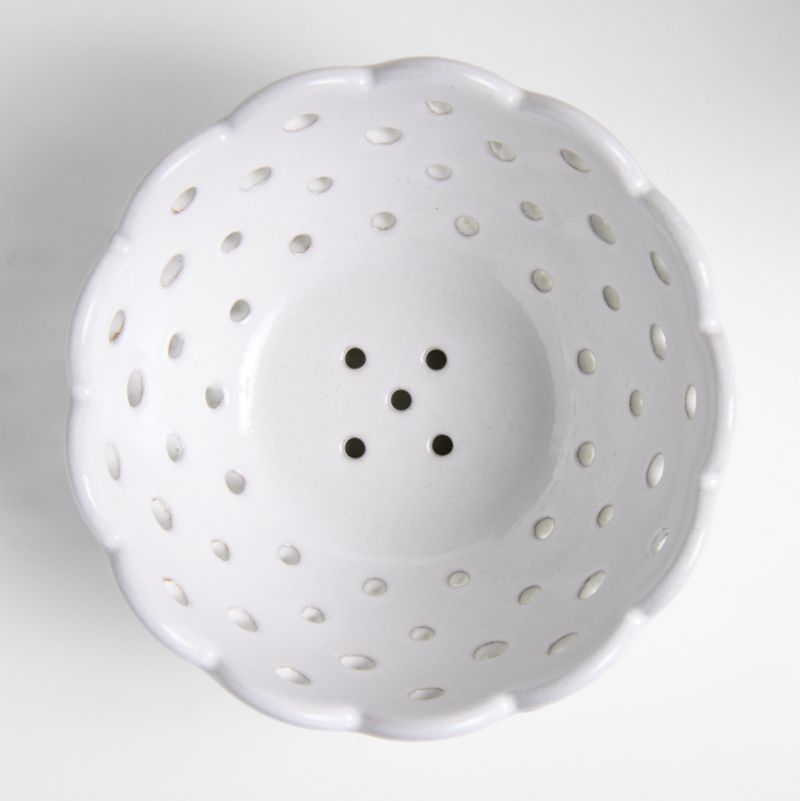 White Scallop Eyelet Stoneware Colander by Laura Kim