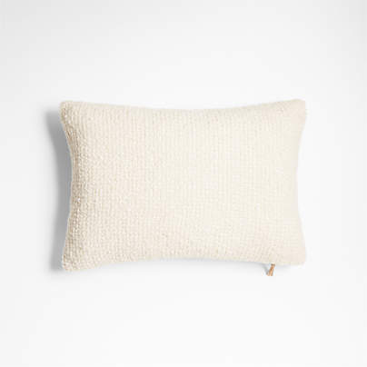 Wool Boucle 22"x15" Alba Ivory Throw Pillow with Feather Insert by Laura Kim