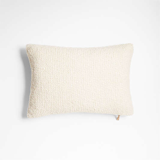 Wool Boucle 22"x15" Alba Ivory Throw Pillow with Down-Alternative Insert by Laura Kim