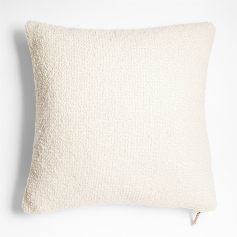 Wool Boucle 23"x23" Alba Ivory Throw Pillow Cover by Laura Kim