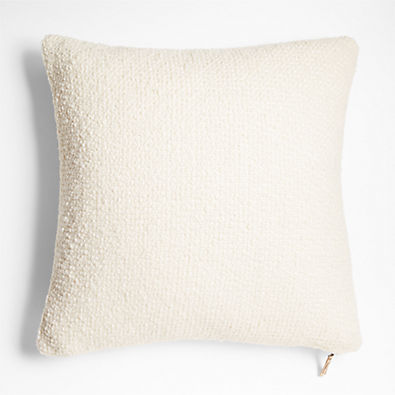 View Wool Boucle 23"x23" Alba Ivory Throw Pillow Cover by Laura Kim details