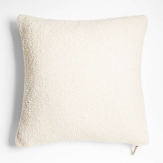 Wool Boucle 23"x23" Alba Ivory Throw Pillow Cover by Laura Kim