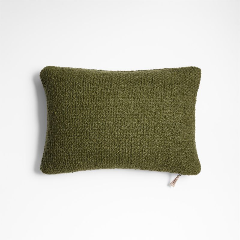 Wool Boucle 22"x15" Oregano Green Throw Pillow Cover by Laura Kim