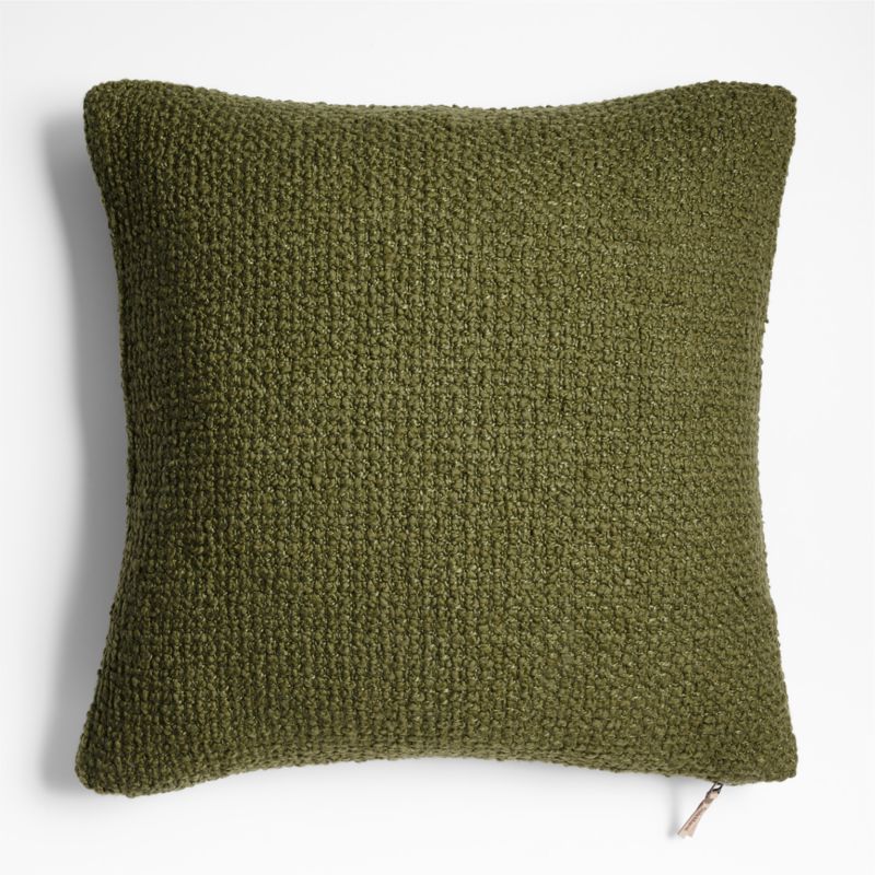 Wool Boucle 23"x23" Oregano Green Throw Pillow Cover by Laura Kim