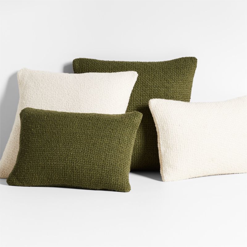 Wool Boucle 23"x23" Oregano Green Throw Pillow with Down-Alternative Insert by Laura Kim - image 1 of 4