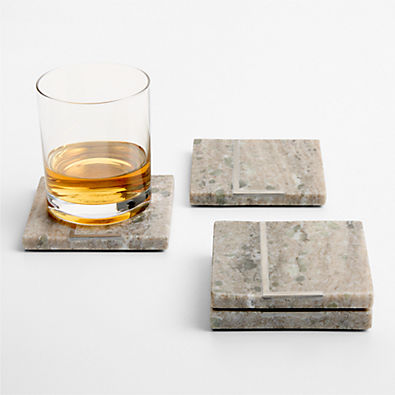 View Tuscan Kitchen Marble "L" Monogram Coasters, Set of 4 details