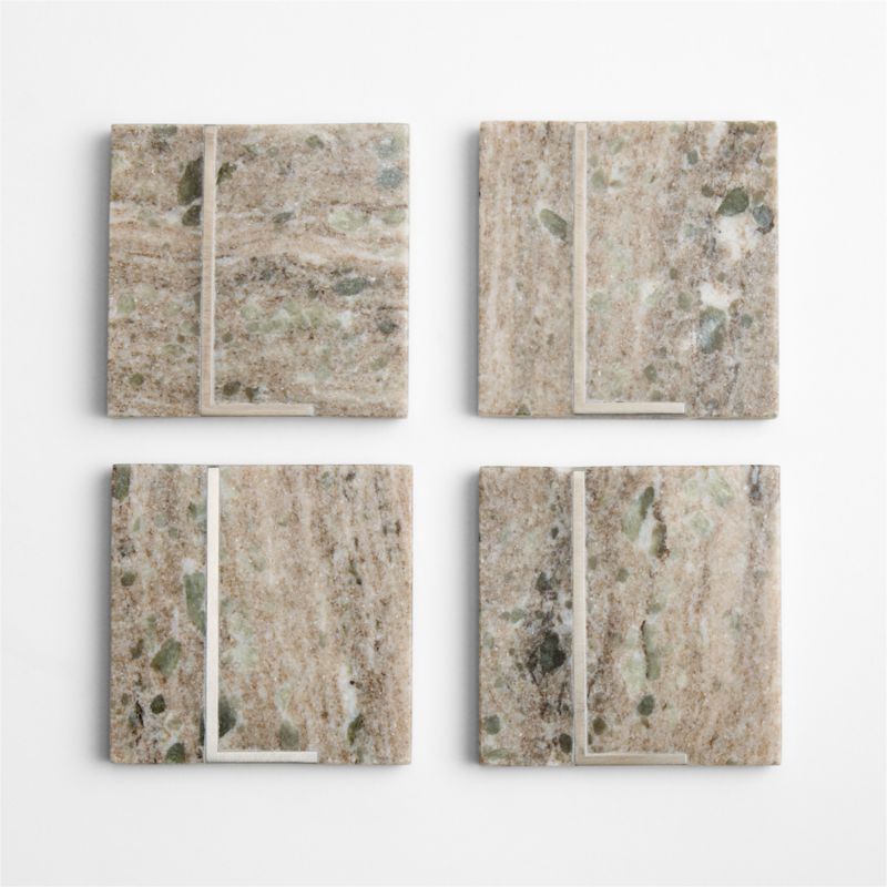 Tuscan Kitchen Marble "L" Monogram Coasters, Set of 4 - image 3 of 4