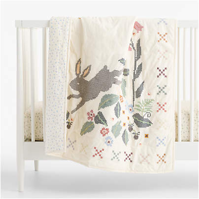 Bramble 100% Organic Cotton Baby Crib Quilt by Sharland England