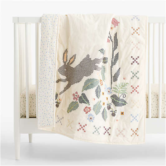Bramble 100% Organic Cotton Baby Crib Quilt by Sharland England