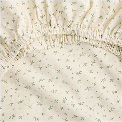 View Bramble Floral 100% Organic Cotton Baby Crib Fitted Sheet By Sharland England details