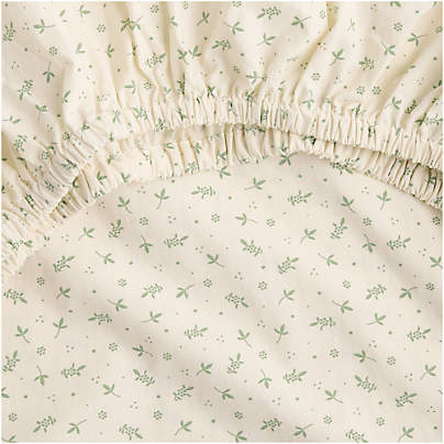 Bramble Floral 100% Organic Cotton Baby Crib Fitted Sheet By Sharland England
