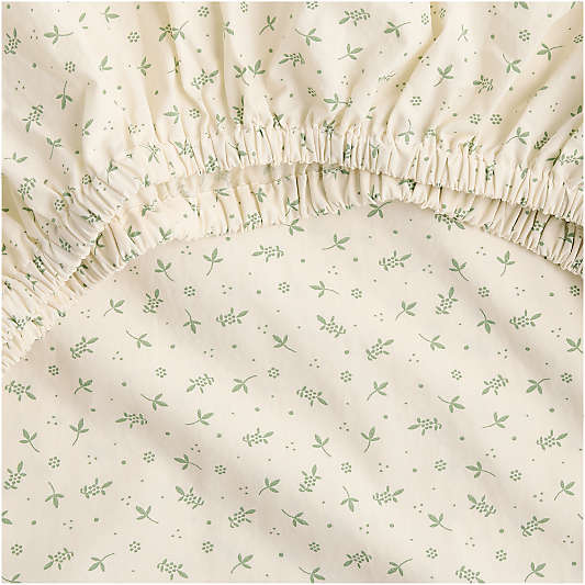 Bramble Floral 100% Organic Cotton Baby Crib Fitted Sheet By Sharland England