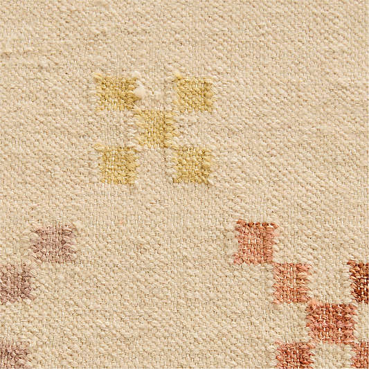 Broderie Kilim Taupe Wool and Cotton Kids Area Rug by Sharland England