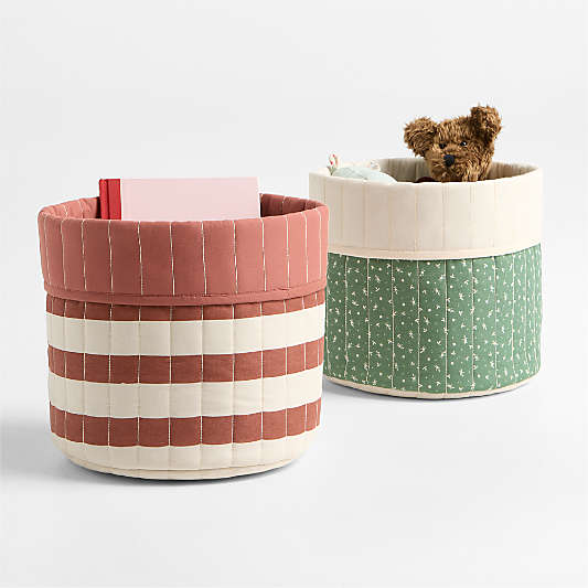 Colcha Rust Striped Quilt Bin by Sharland England