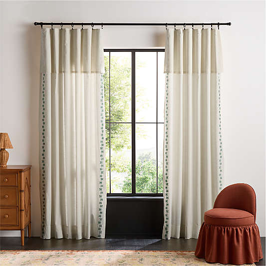 Cross Stitch Embroidered Organic Cotton Kids Curtain Panel by Sharland England