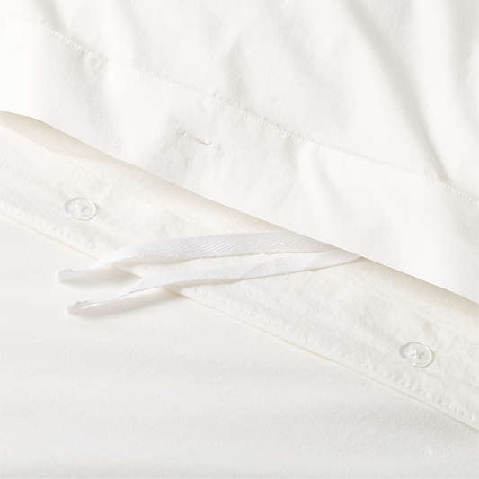 Evelyn Cozy Cloud Pampas Ivory and Blue Cross Stitch 100% Organic Cotton Kids Full/Queen Duvet Cover By Sharland England