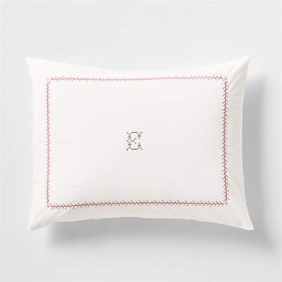 Evelyn Cozy Cloud Pampas Ivory and Rose Cross Stitch Kids Pillow Sham By Sharland England