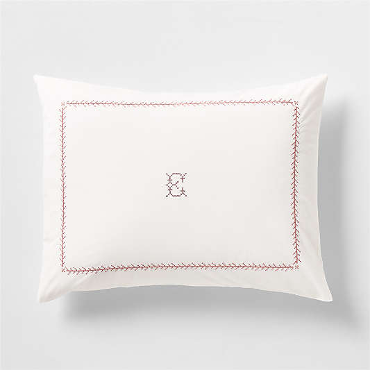 Evelyn Cozy Cloud Pampas Ivory and Rose Cross Stitch Kids Pillow Sham By Sharland England