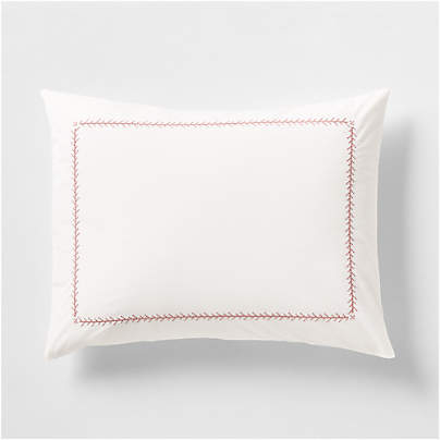 Evelyn Cozy Cloud Pampas Ivory and Rose Cross Stitch Kids Pillow Sham By Sharland England
