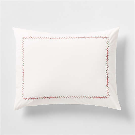 Evelyn Cozy Cloud Pampas Ivory and Rose Cross Stitch Kids Pillow Sham By Sharland England
