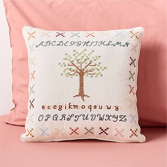 Family Tree Embroidered Kids Throw Pillow by Sharland England