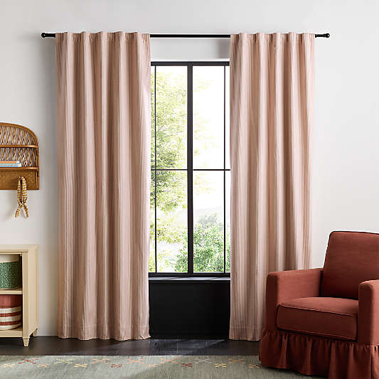 French Ticking Stripe Organic Cotton Blackout Curtain Panel by Sharland England