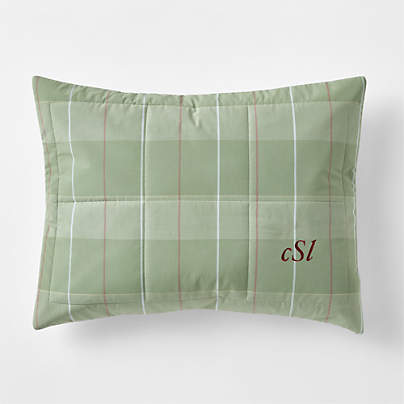 Heritage Plaid Organic Cotton Kids Quilted Pillow Sham by Sharland England