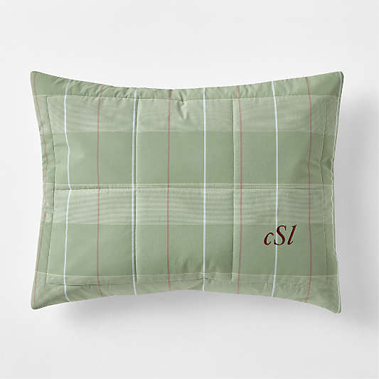 Heritage Plaid Organic Cotton Kids Quilted Pillow Sham by Sharland England