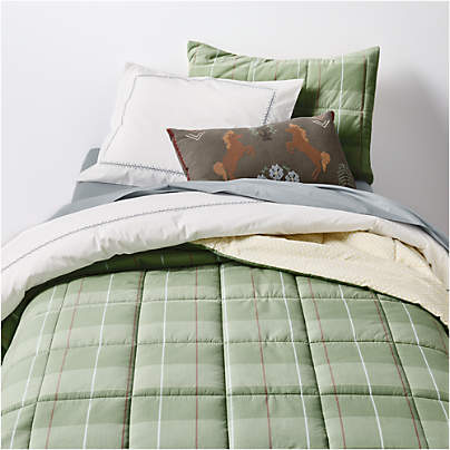Heritage Plaid Organic Cotton Kids Full/Queen Quilted Comforter by Sharland England