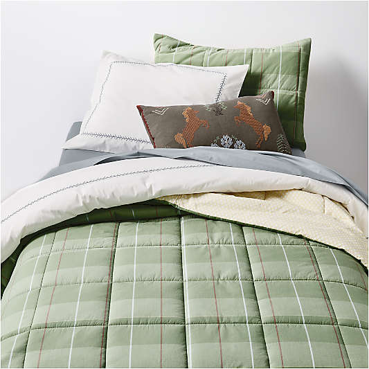 Heritage Plaid 100% Organic Cotton Kids Twin Quilted Comforter by Sharland England