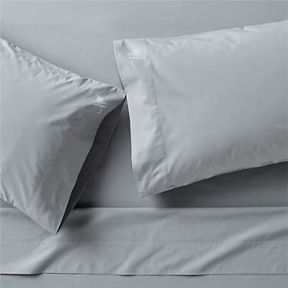 Lake House Cozy Cloud Smoke Blue 100% Organic Cotton Kids Full Sheet Set By Sharland England