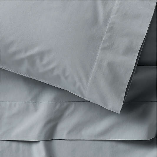 Lake House Cozy Cloud Smoke Blue Organic Cotton Kids Sheet Set By Sharland England