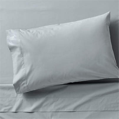 Lake House Cozy Cloud Smoke Blue 100% Organic Cotton Kids Twin Sheet Set By Sharland England