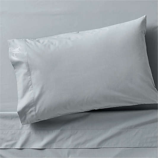 Lake House Cozy Cloud Smoke Blue 100% Organic Cotton Kids Twin Sheet Set By Sharland England