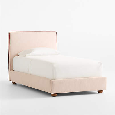 Petit Matelot Rust Red Striped Upholstered Kids Twin Bed by Sharland England