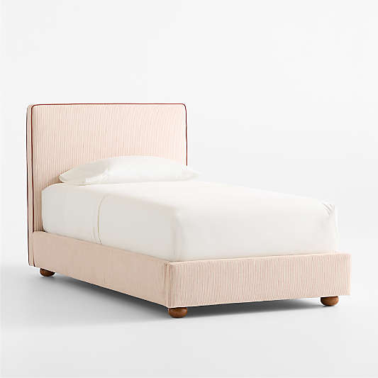 Petit Matelot Rust Red Striped Upholstered Kids Twin Bed by Sharland England