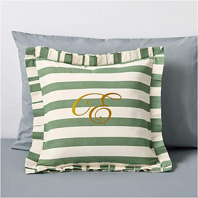 Pleated Green Stripe Kids Throw Pillow by Sharland England