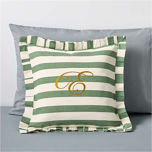 Pleated Green Stripe Kids Throw Pillow by Sharland England